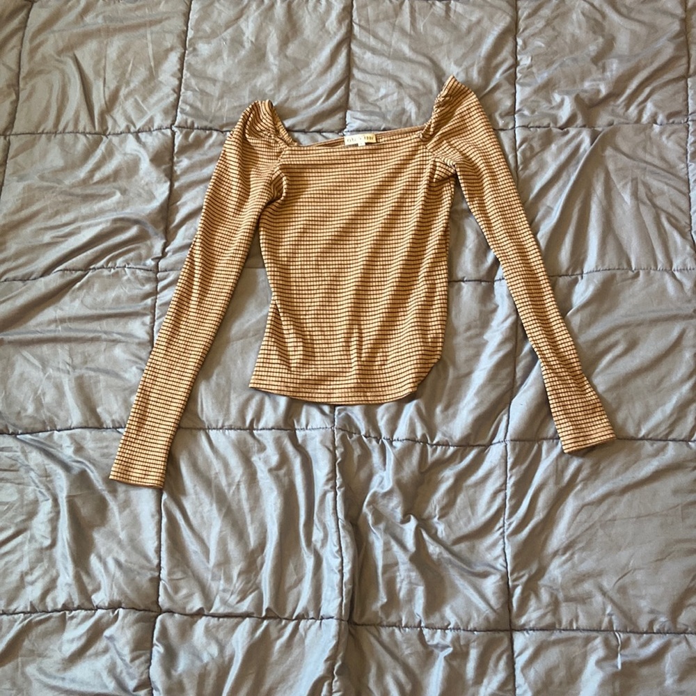 Fitz and Eddi brown cropped long sleeve shirt